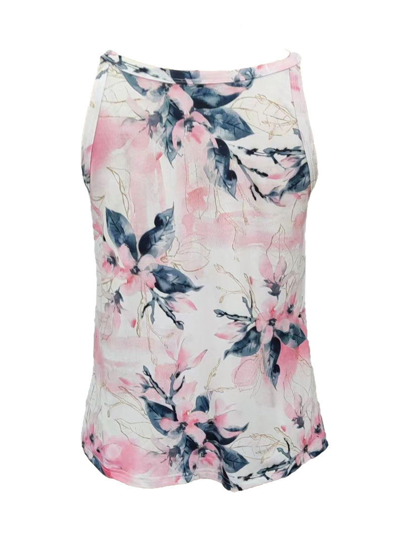 Dam T-shirt Blommönster Löst Passform Polyester-5