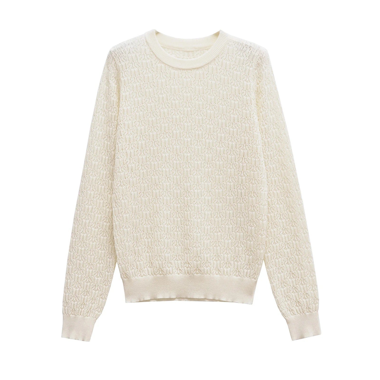 Stickad Dam Tröja med Rund Hals och Detaljerat Mönster i Akryl – Bekväm och Stilren för Vardagsbruk 5