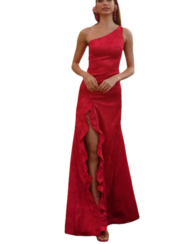 Kvinnors Aftonklänning Lång Georgette Ärmlös Elegant Maxi Klänning-5