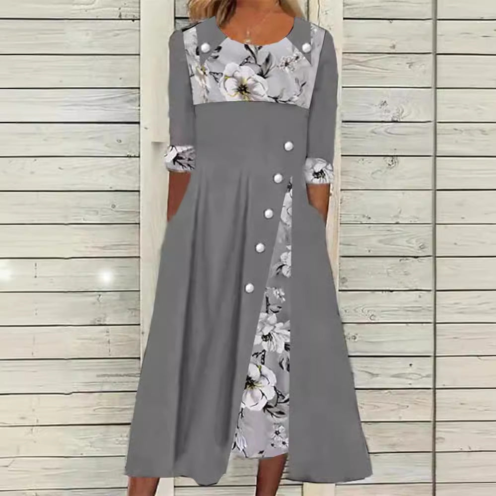 Damklänning Asymmetrisk Rund Halsringning Polyester Fina Dam Klänningar-2