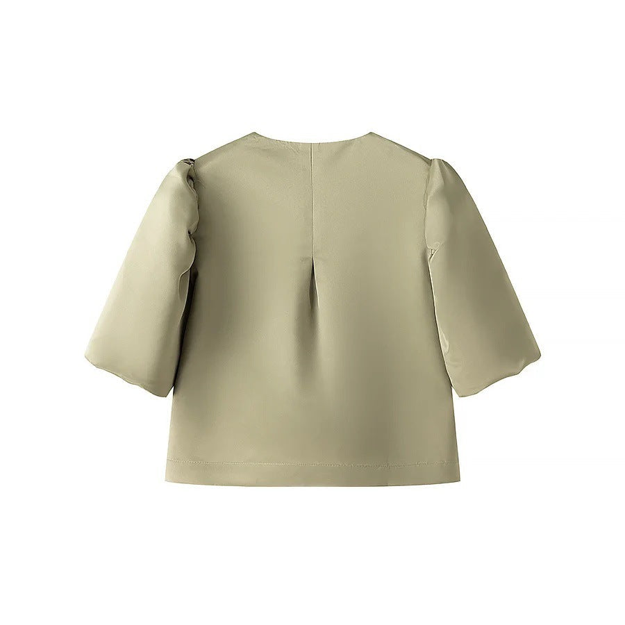 Kvinnors Jacka Puffärmar Lätt Material Elegant Snitt-2