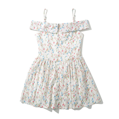 Kvinnors Off-Shoulder Klänning Blommig Lätt Tyg 1