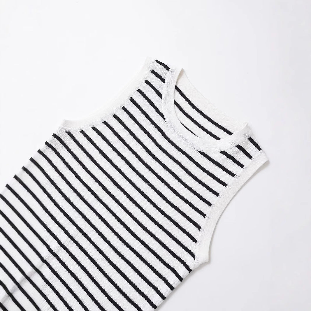 Ärmlös Randig Topp för Kvinnor i Bomull – Figur-Hugging Design för Sommarbruk 3