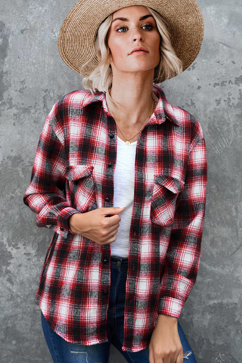 Variant image for Dam Skjorta Långärmad Rutig Polyester Löst Fit-13