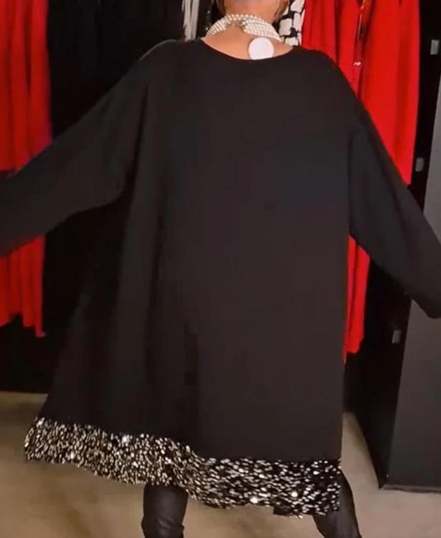 Dam Paljett Topp Löst Fit Glittrig Polyester Festtopp-4