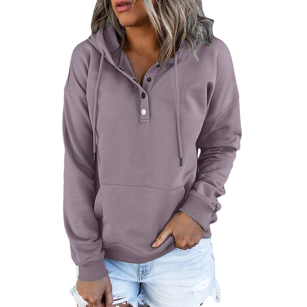 Dam Lång Hoodie Avslappnad Färgblock 100% Bomull-1