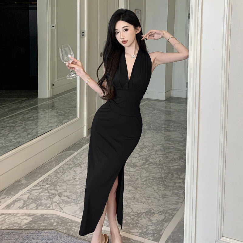 Variant image for Dam Lång Klänning V-hals Smal Midja Högkvalitativt Tyg-6