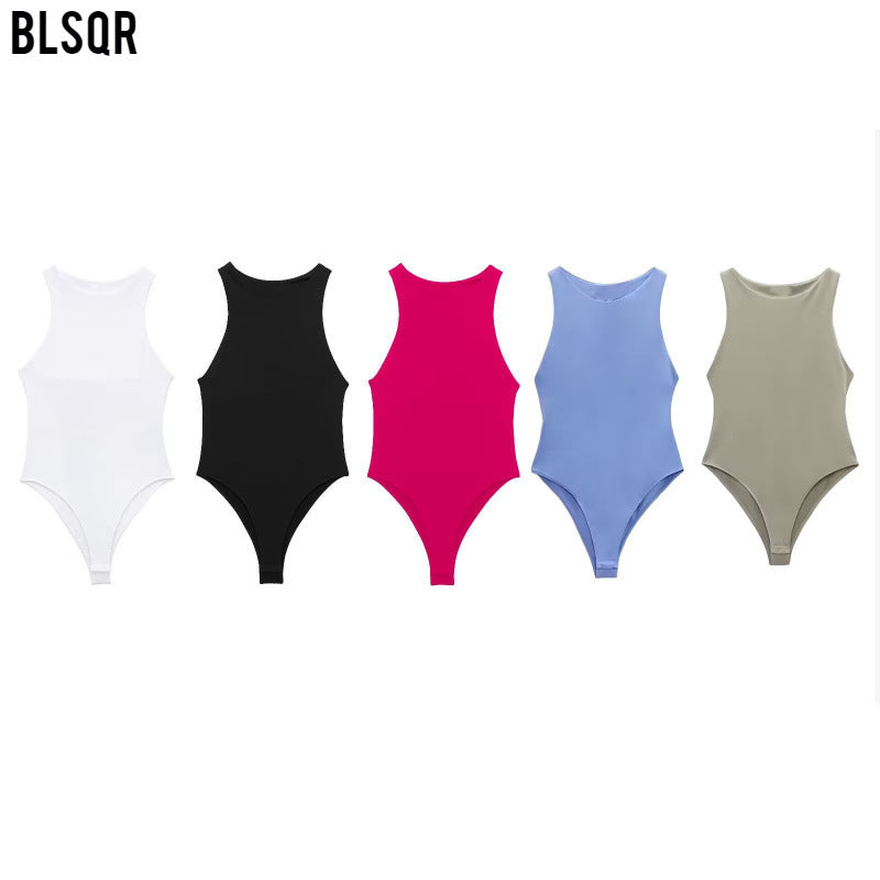 Dam Bodysuit Monokrom Knäppning Polyester-2