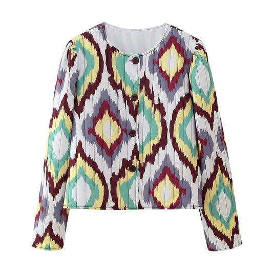 Kvinnors Avslappnad Kappa och LÄnga Byxor Diamantmönster Polyester-1