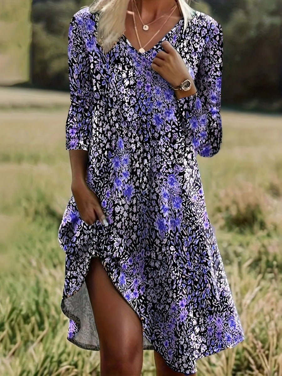 Variant image for Dam Klänning V-ringad A-linjeformad Bomull Polyester-11