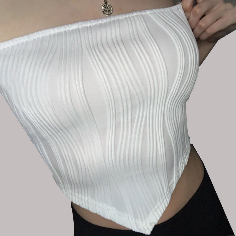 Dam Bustier Ribbad Design Elastiskt Tyg-2
