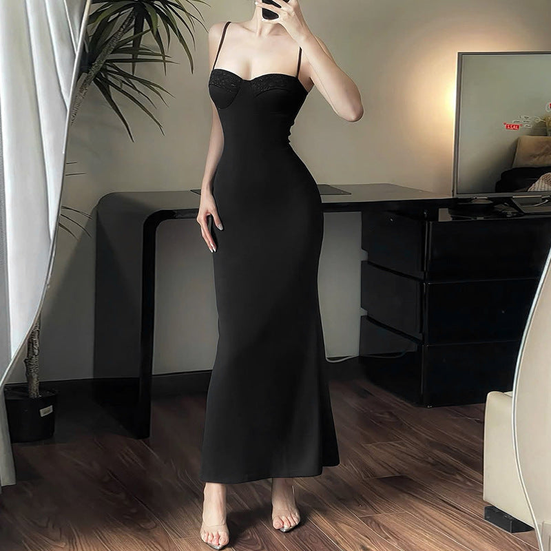 Maxiklänning Dam med Bustier Topp och Justerbara Spaghettiband – Elegant Lång Klänning för Speciella Tillfällen 2