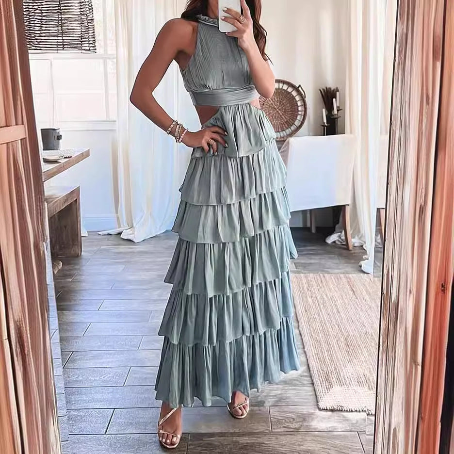 Damklänning A-Linje Off-Shoulder Polyester Fina Ruffles-3