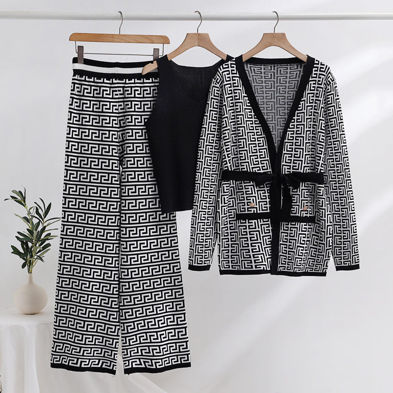 Dam Kappa Set Långärmad Jacquard Akryl 2