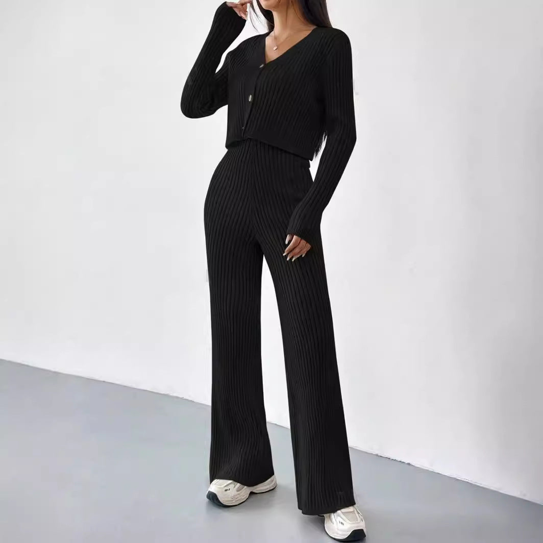 Dam Tvådelad Uppsättning V-ringning Polyester-2