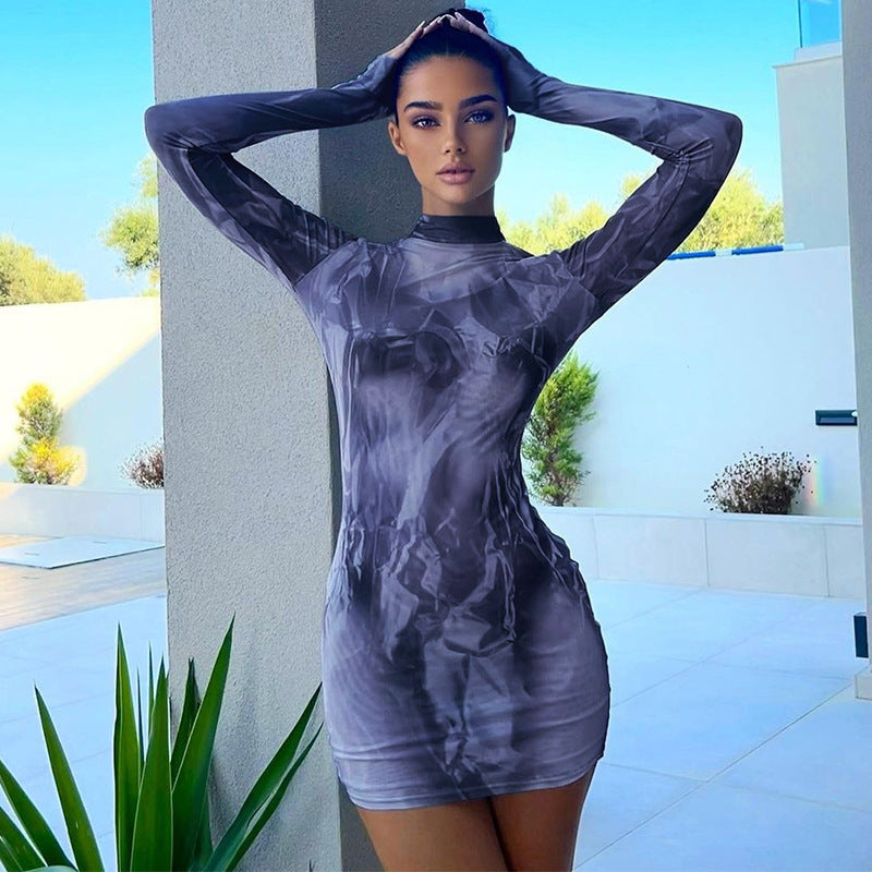 Fina Dam Klänningar Slim Fit Rundad Hals Polyester Mini Klänning-3