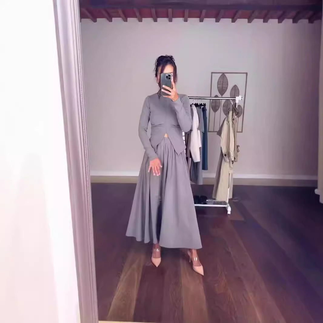 Dam Slim Fit Kjol med Hög Midja och Slits i Polyester-2