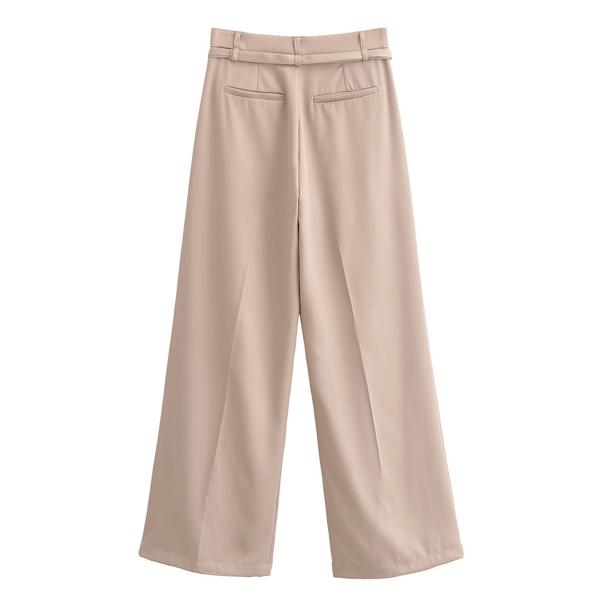 Dam Fritidsbyxor Vida Snitt Hög Midja Polyester med Bälte-4