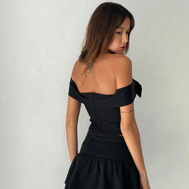Off-Shoulder Festtopp Dam med Slinga – Mjuk Elastisk Tyg för Fest och Vardag 3