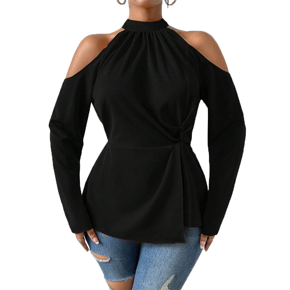Kvinnors Festtop Axelfri Wrap Bomullsmix Elegant Topp 6