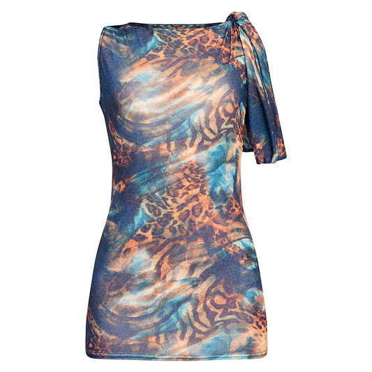 Asymmetrische Damen-Ein-Schulterbluse aus leichtem, elastischem Stoff – Ideal für Freizeit und elegante Anlässe, Größen S-XL 1