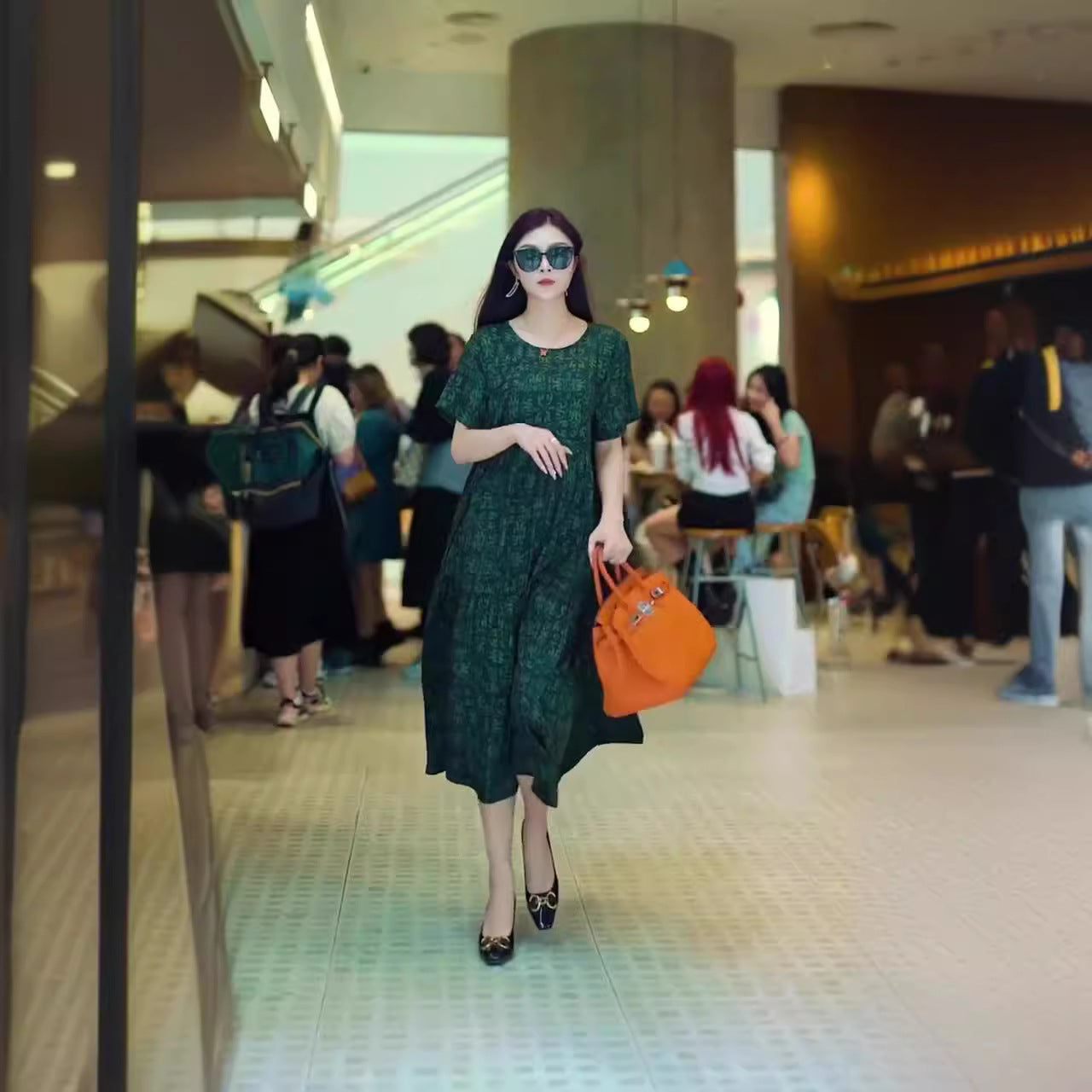 Kvinna Lång Klänning A-Linjeformad Polyester-4