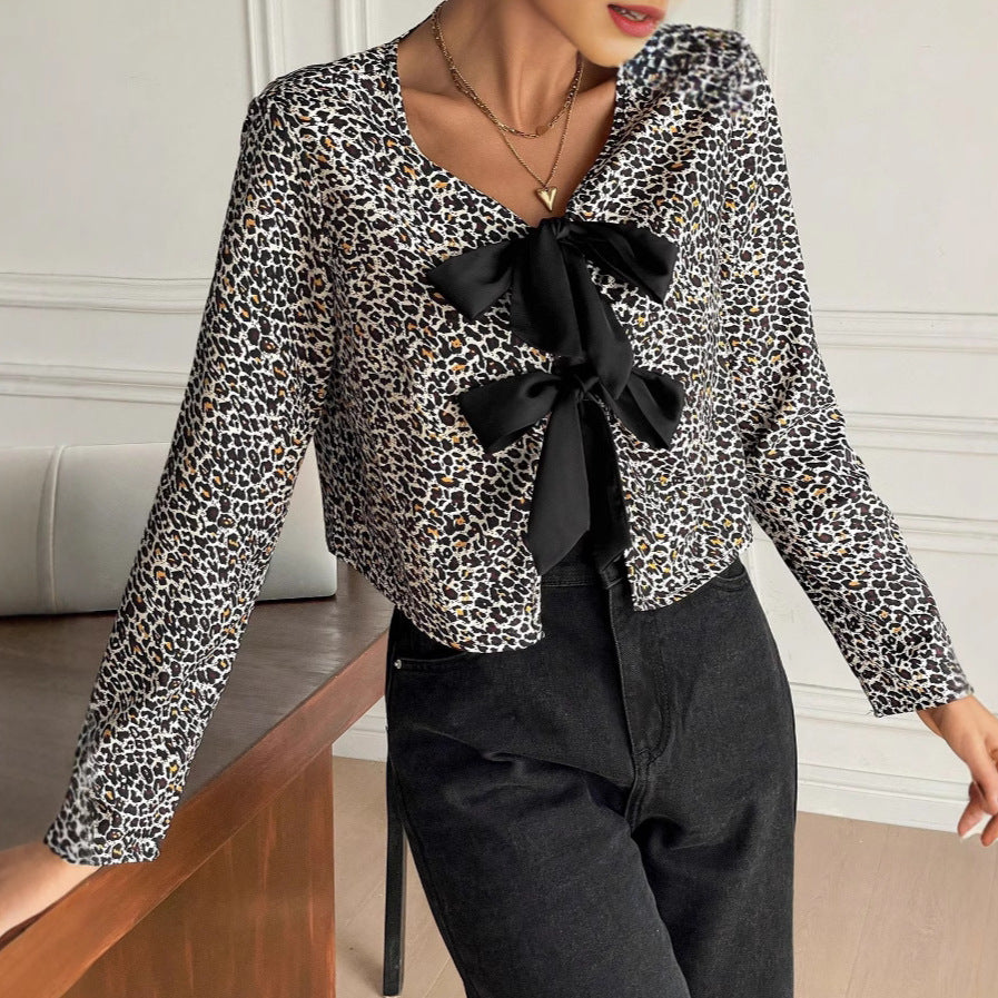 Variant image for Lång Kofta Dam Leopardmönster Polyester Cardigan-1