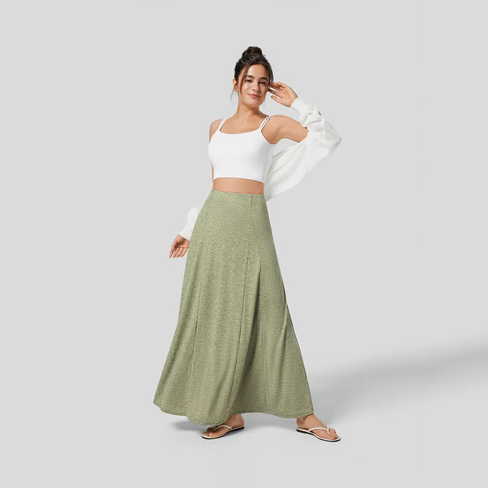 Dam Midi Kjol Draperad Stickad-4