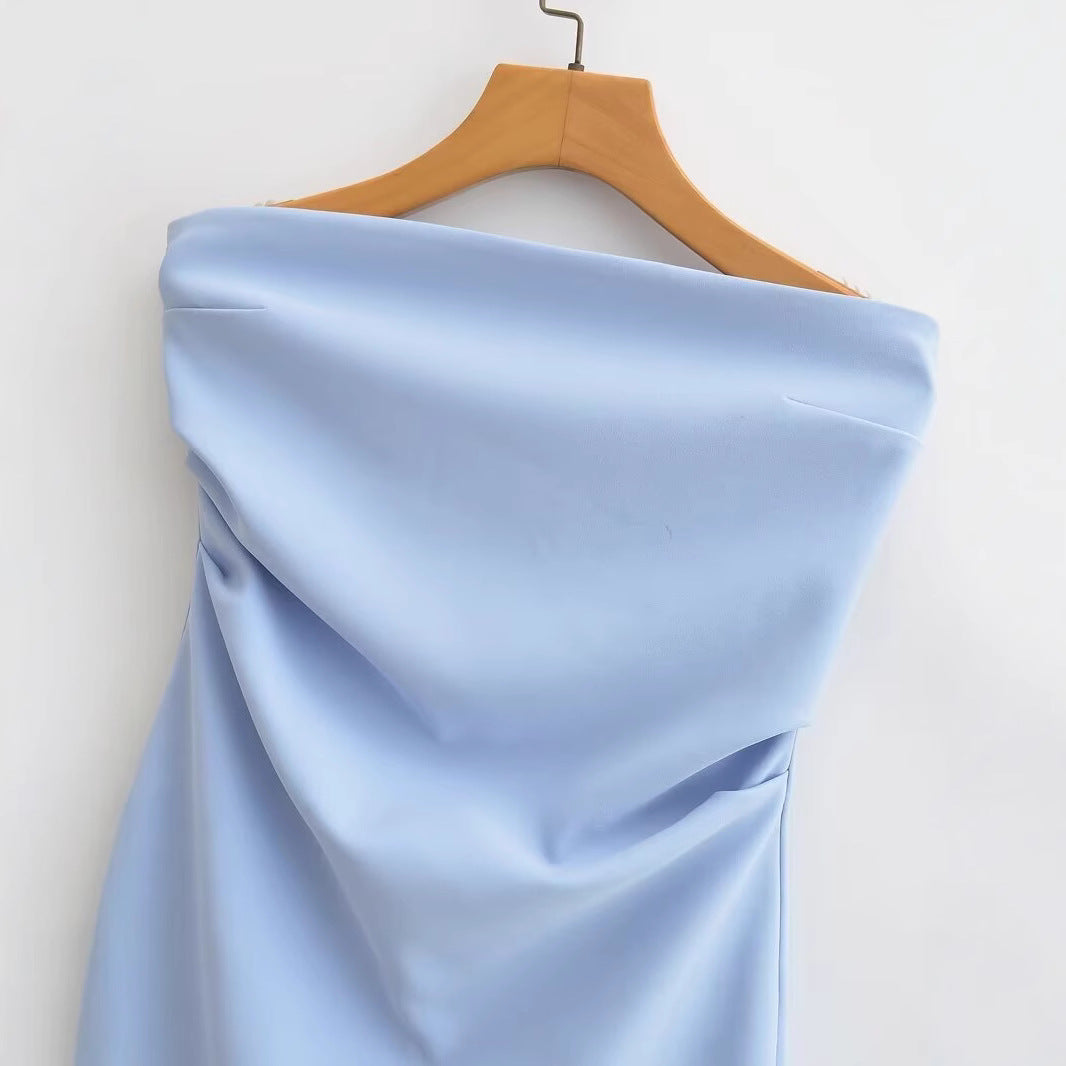 Kvinna A-Line Klänning Kort Polyester Enfärgad-3