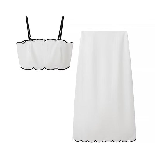 Dam Spaghetti Band Top och LÄnga Byxor Set SommarklÀder Polyester-1