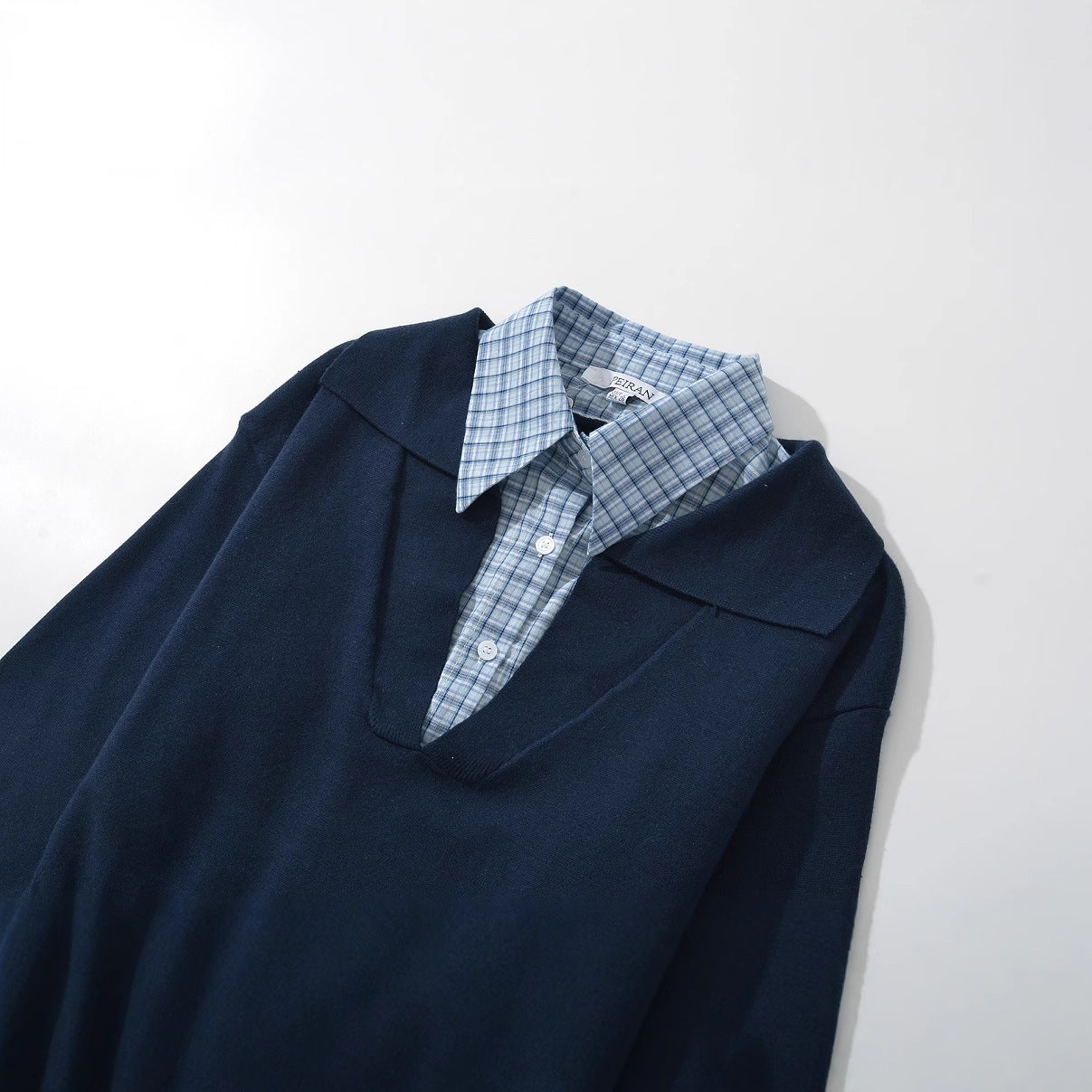 Kvinnor V-ringad Tröja Integrerad Blus Mjuk Tyg-3