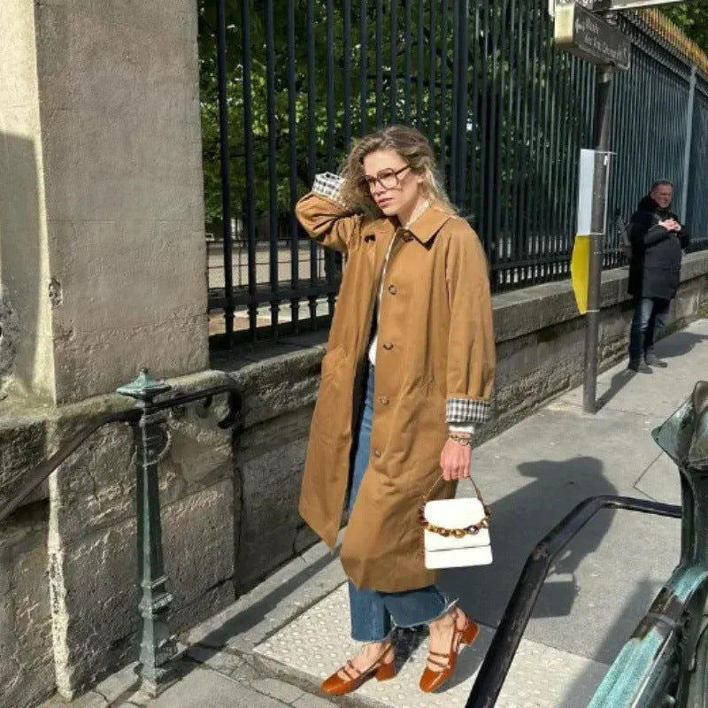 Dam Trench Coat Modern Design Hållbar Väv med Fickor 4