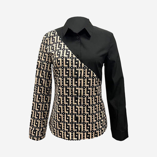 Herrskjorta Pendlarstil Geometrisk Polyester LÄngÀrmad-1