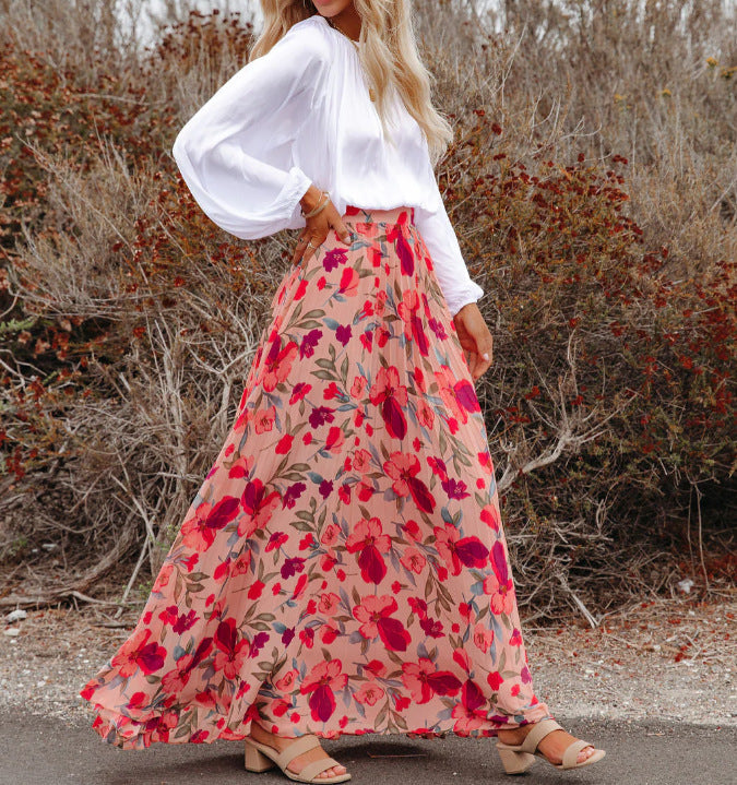Variant image for Dam Midi Kjol Blommig Chiffon Elegant-1