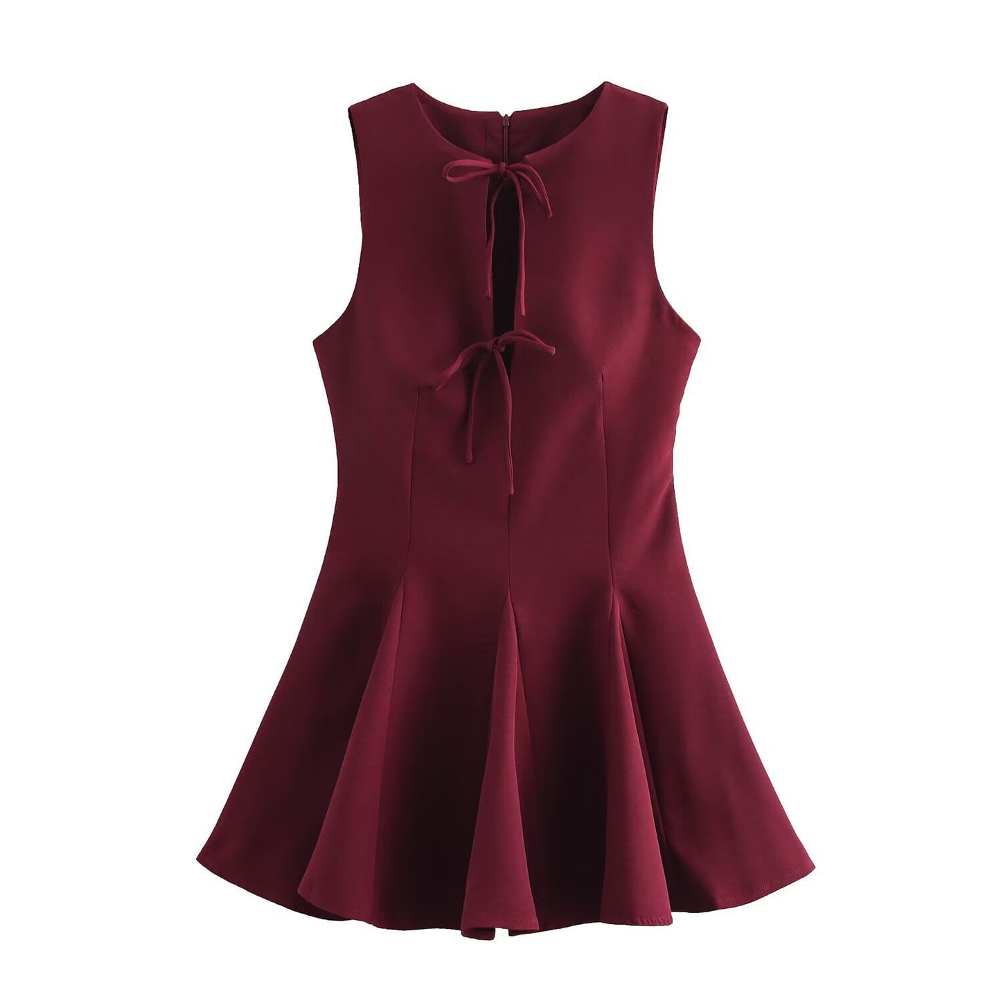 Mini A-Line Damklänning med Patchwork Design – Ärmlös Klänning i Polyester för Sommar och Avslappnade Tillfällen 3