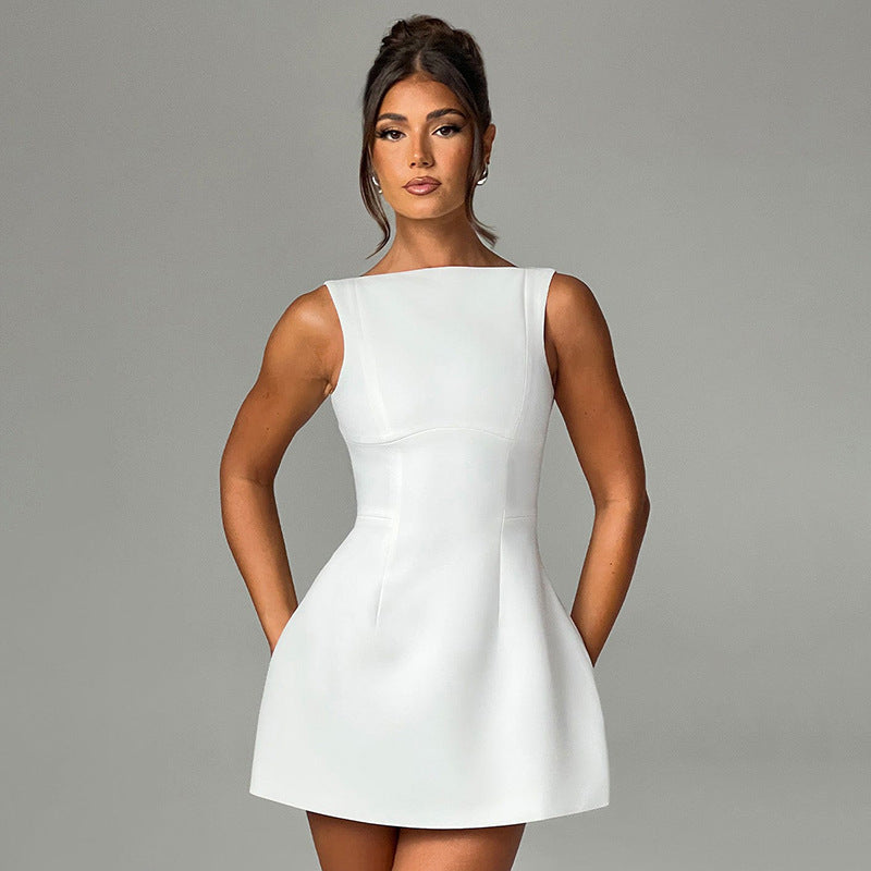 Dam Minikjol A-linjeformad Hög Midja Polyester-4