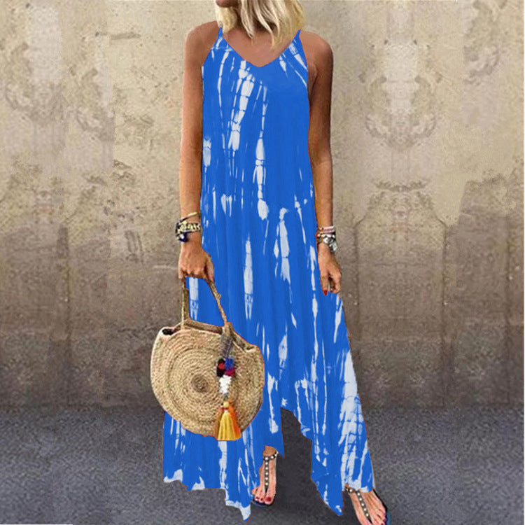 Fina Dam Klänningar Lång Ärmar Tryckt Tie-Dye Bomull Polyester 15