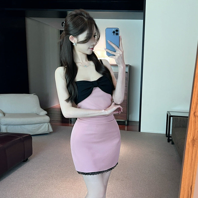 Kjol Dam Bodycon Kontrastfärger Högkvalitativt Tyg-3