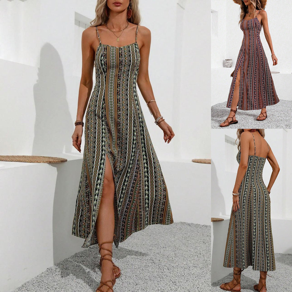 Fina Dam Klänningar Randig Långkjol Polyester-2