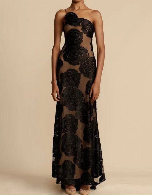 Dam Aftonklänning Lång Asymmetrisk Polyester Ärm Lös Elegant-1