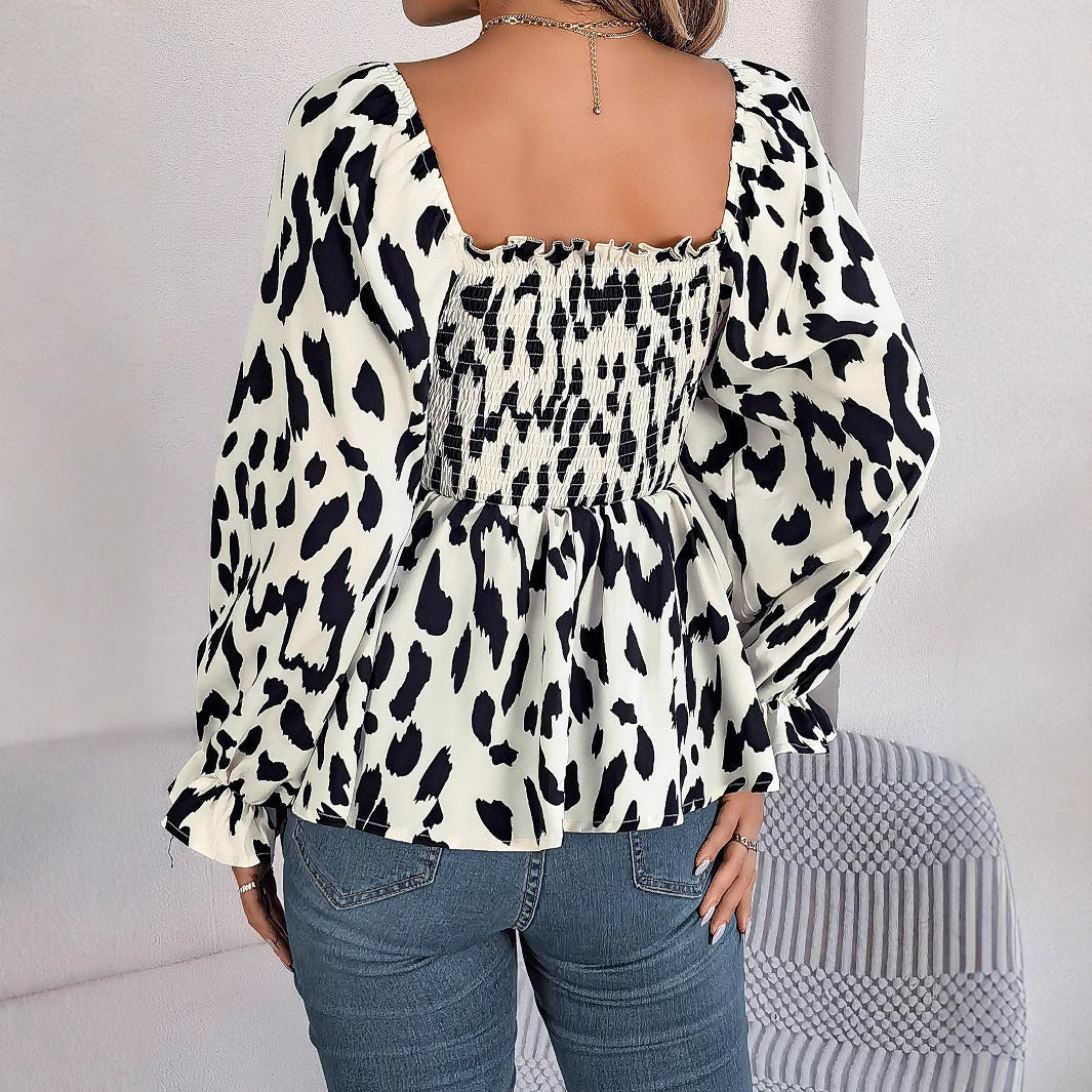 Damklänning Blommig A-Line Långärmad Chiffon-4