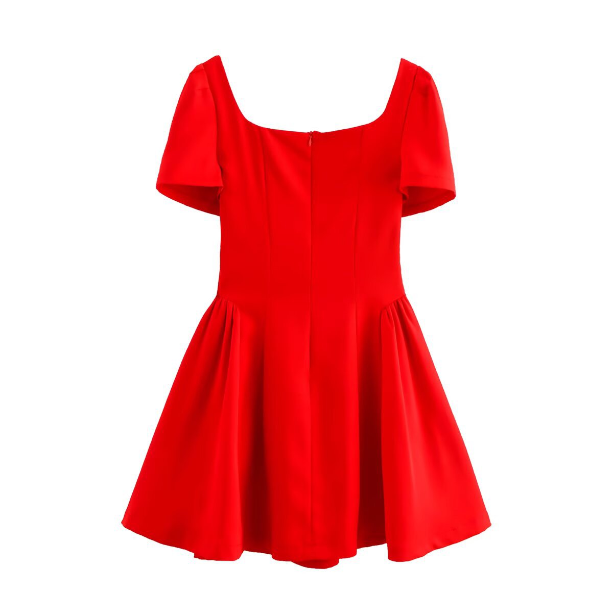 Kvinnors A-linjeklänning Fyrkantig Halsringning Polyester-3
