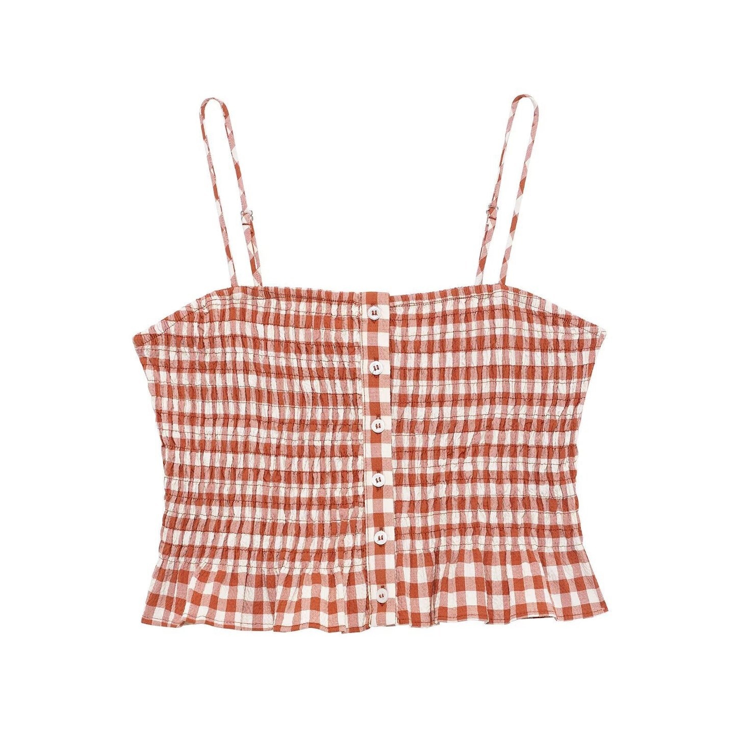 Dam Spaghetti Top Med Volangkant Streetwear Polyester-3
