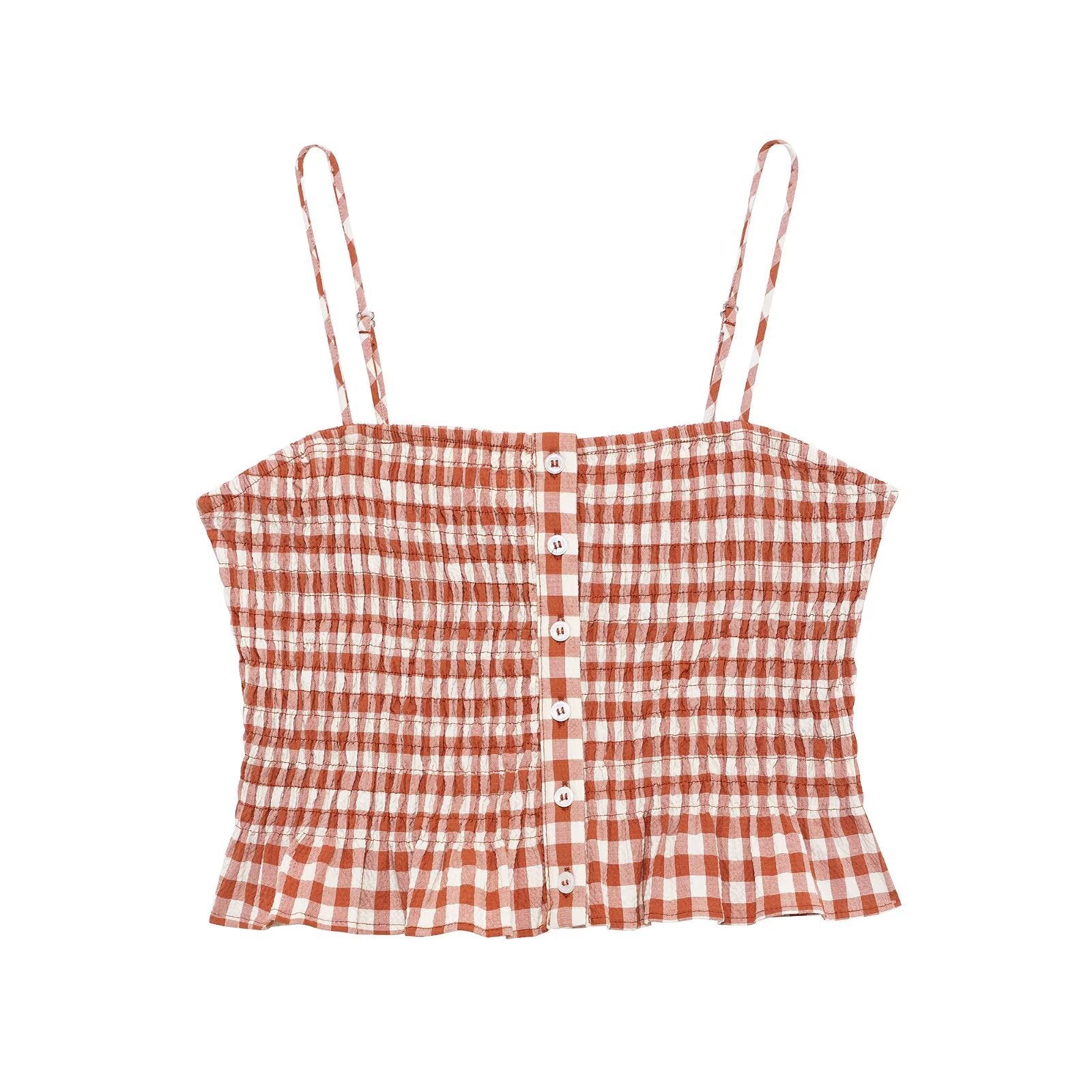 Dam Spaghetti Top Med Volangkant Streetwear Polyester-3