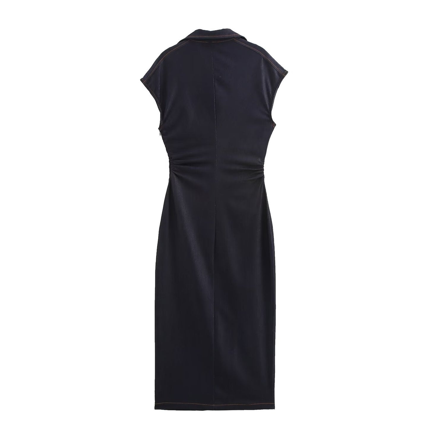 Kvinnors Midi Klänning A-Linje Polyester Ärmellös-2