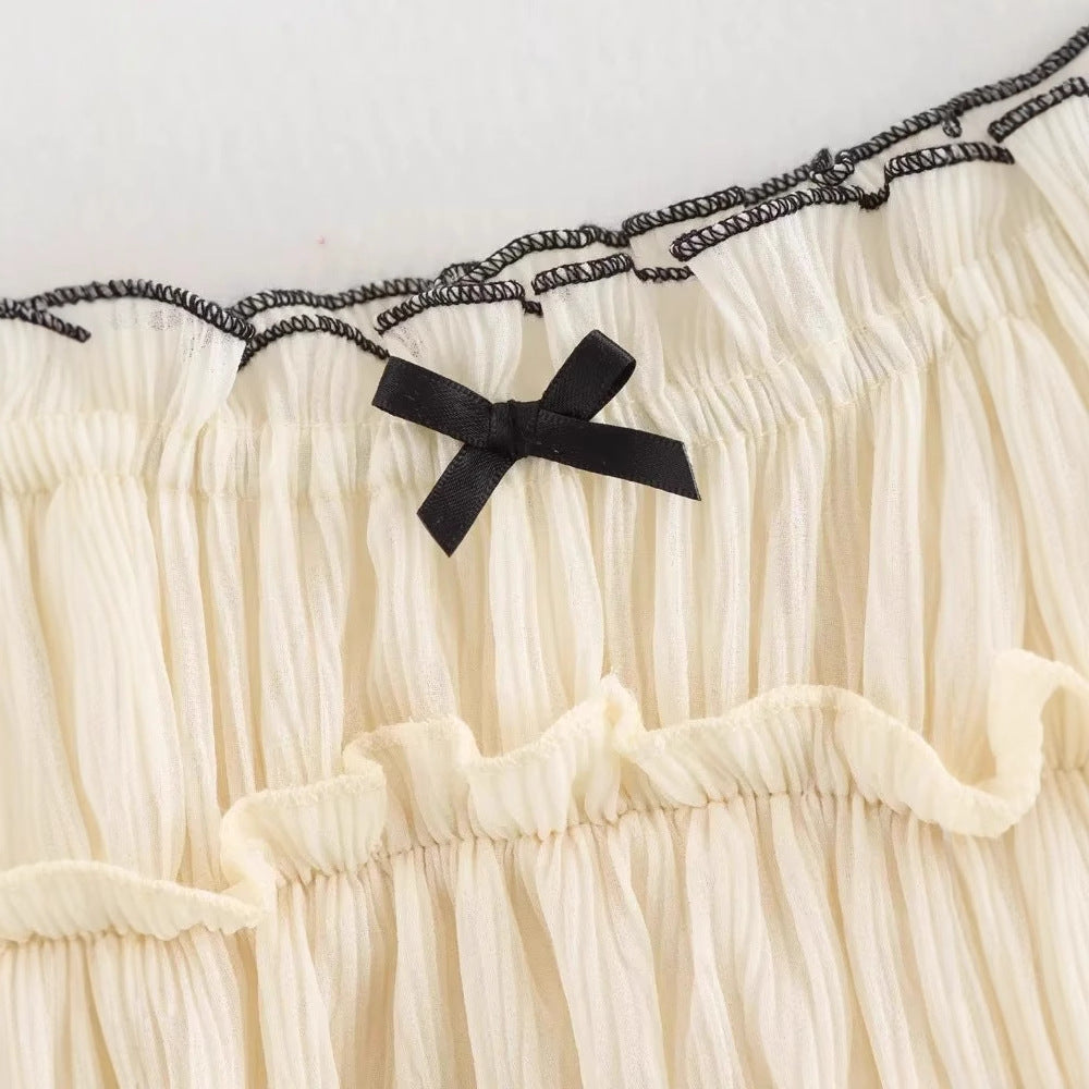 Dam Topp Ruffle Design Spaghetti Band Lätt Material-4