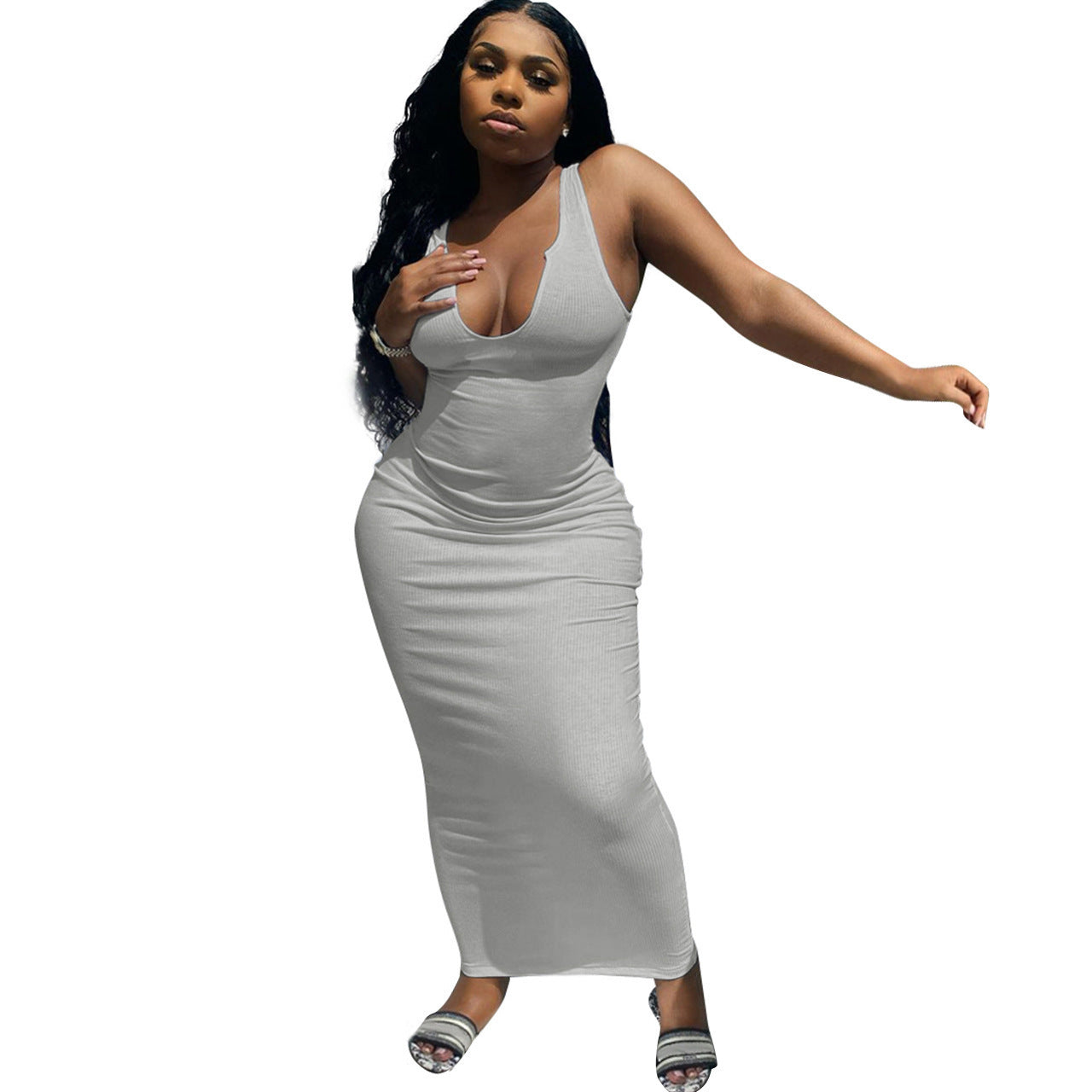 Variant image for Dam Klänning Lång Slim Fit Polyester för Fina Dam Klänningar-25