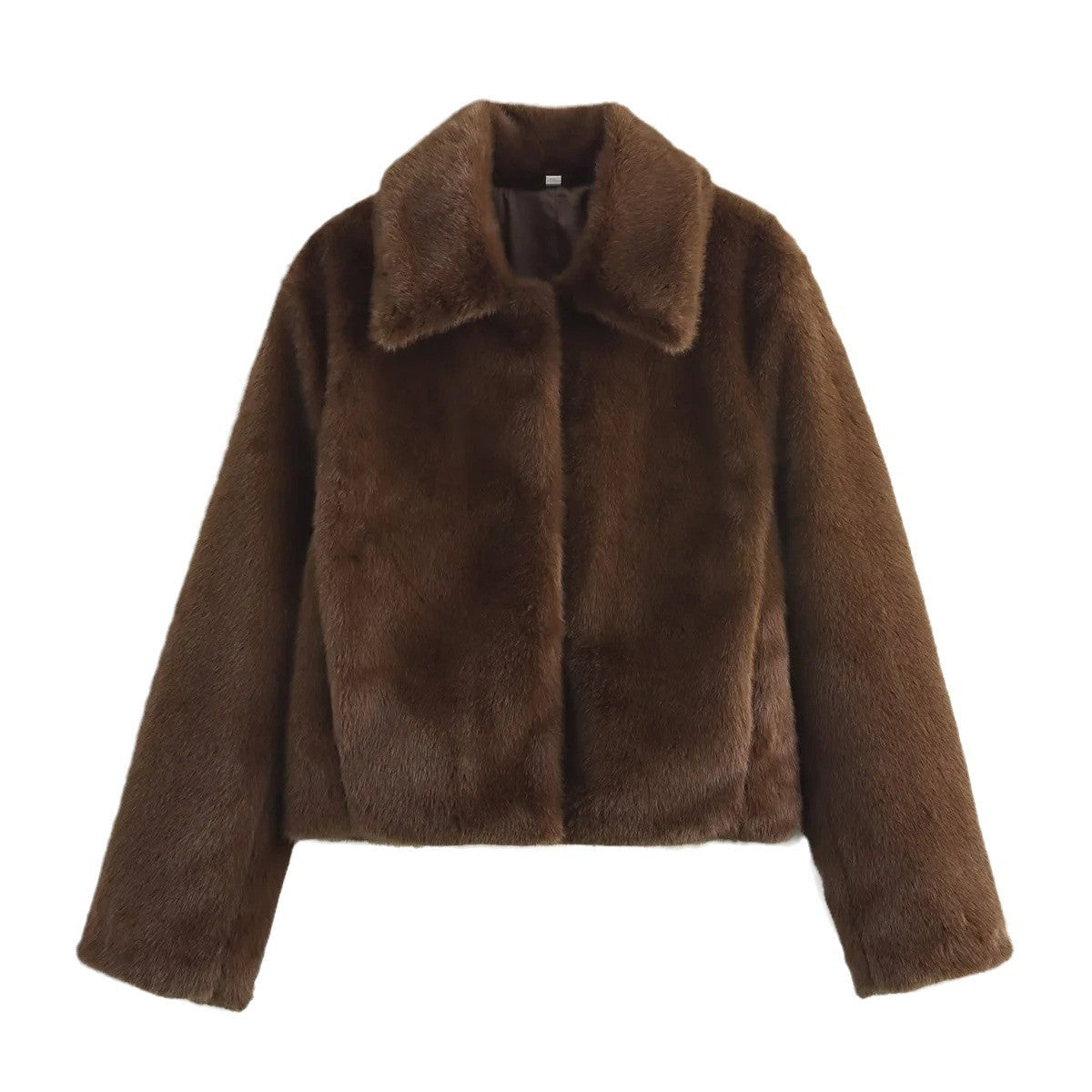Kvinnors Pelzajacka Elegant Lapel Konstgjort Päls-6