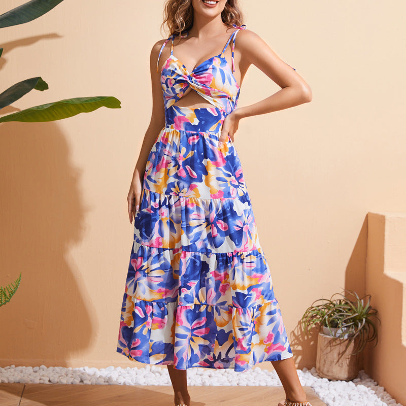 Dam Klänning A-Line Spaghetti Band Polyester Midi Fina Dam Klänningar-5