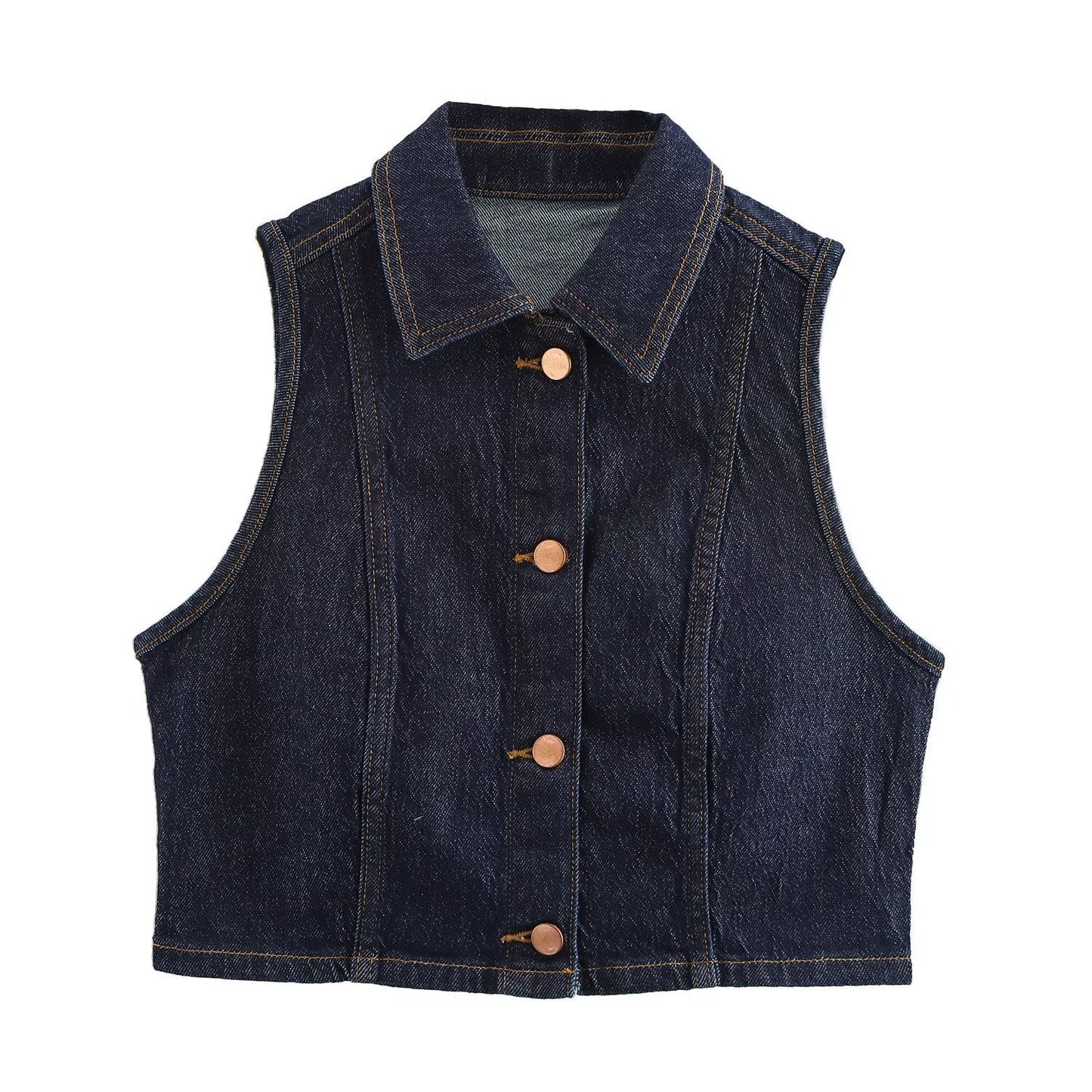 Damens Tre-delars Set Färgblockering Patchwork Denim-3